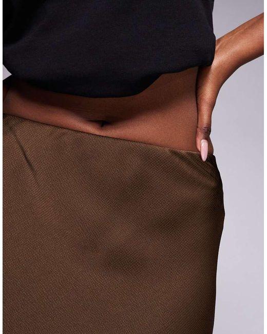 River Island Brown Satin Maxi Skirt With Lace Detail
