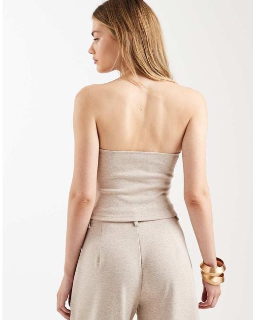 ASOS Gray Co-ord Herringbone Brushed Bandeau Corset Top
