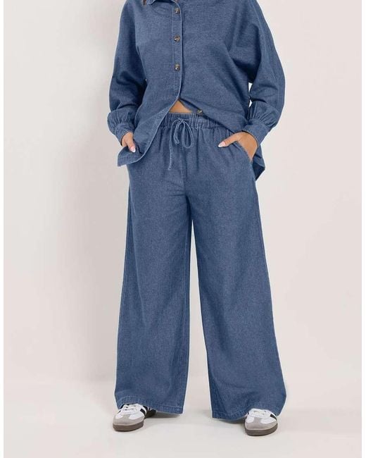 PixieGirl Blue Petite Pull-On Wide Leg Jeans