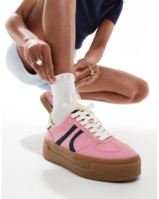 Stradivarius Pink Platform Sneakers With Gum Sole