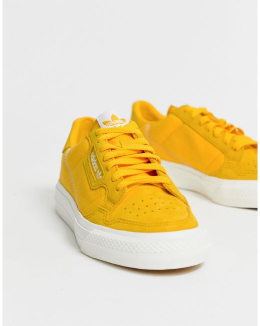 adidas originals continental 80 vulc trainers in mustard