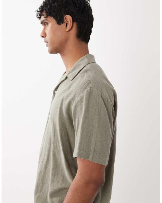 Jack & Jones Green Textured Shirt With Short Sleeves for men