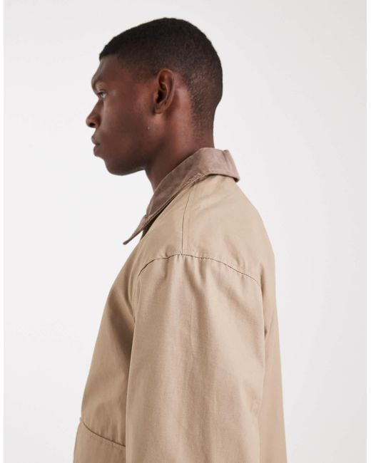 Jack & Jones Natural Worker Jacket With Cord Collar for men
