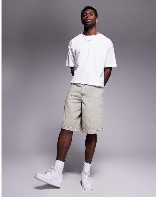 ASOS Gray Long Length Denim Jort for men