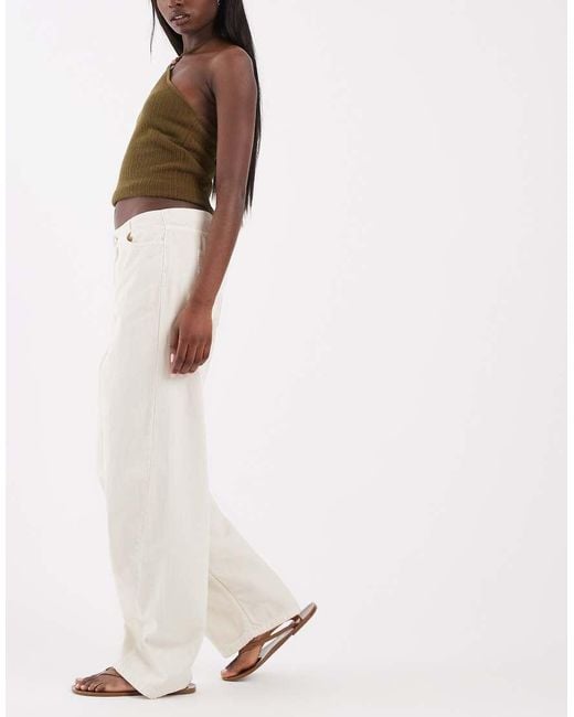 ASOS Natural Barrel Leg Jeans With No Waistband