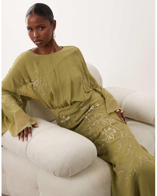 ASOS Metallic Embroidered Maxi Dress