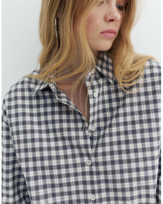 Pull&Bear White – kariertes hemd