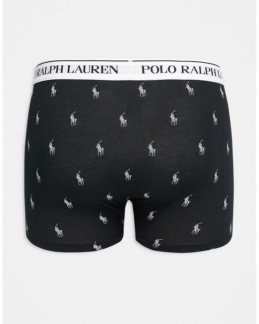 Polo Ralph Lauren Multicolor 3 Pack White Logo Waistband Plain & All Over Icon Classic Trunks for men
