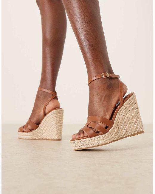 Glamorous Brown Espadrille Wedge-heeled Sandals