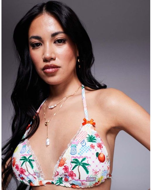 The Frolic Black Exclusive Frill Detail Triangle Bikini Top Co-ord