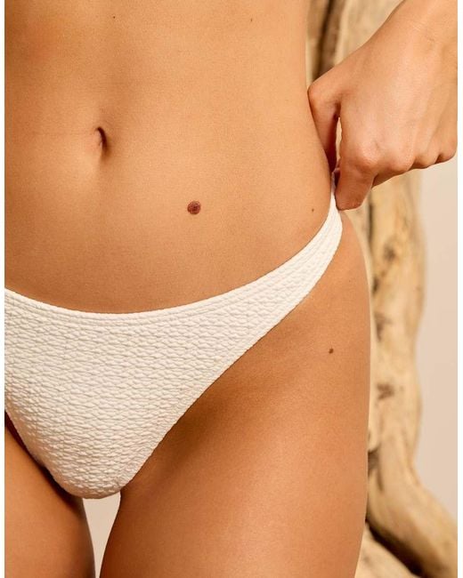 Wolf & Whistle Brown X Isabella Whittingham High Leg Textured Bikini Bottoms