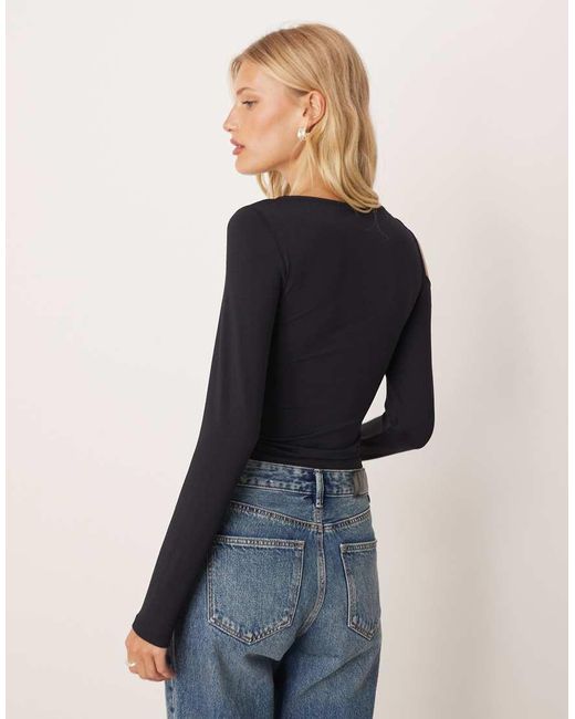 ASOS Blue Polyamide Twist Cold Shoulder Top