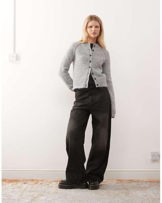 Weekday Gray Wool Blend Fitted Cardigan