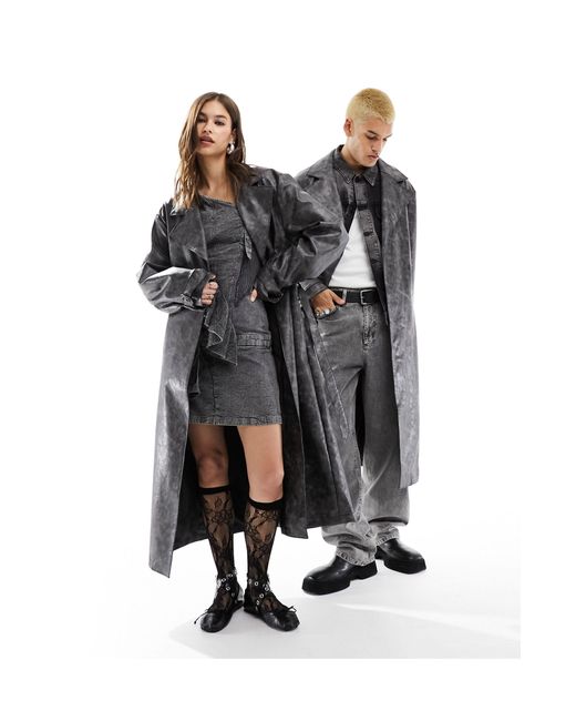 Reclaimed (vintage) Black – limited edition – unisex-trenchcoat aus kunstleder