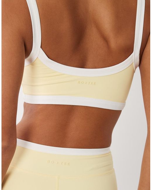 BO+TEE Yellow Contrast Trim Scoop Back Cami Sports Bra Co-Ord