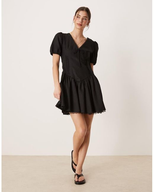 Glamorous Black Dropped Waist Mini Dress