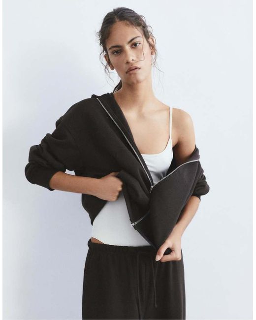Pull&Bear Black Zip-Up Hoodie