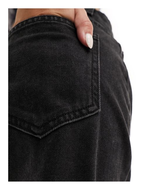 ONLY Black Denim Midi Skirt With Front Split