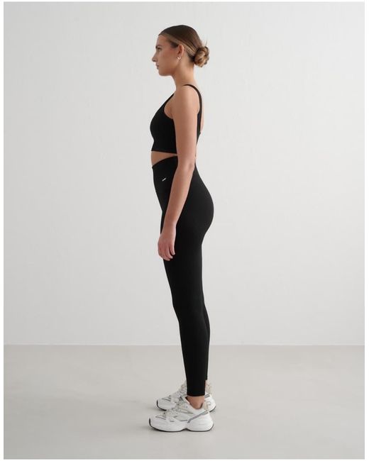 Aim'n Black Ribbed Seamless Tall Tights
