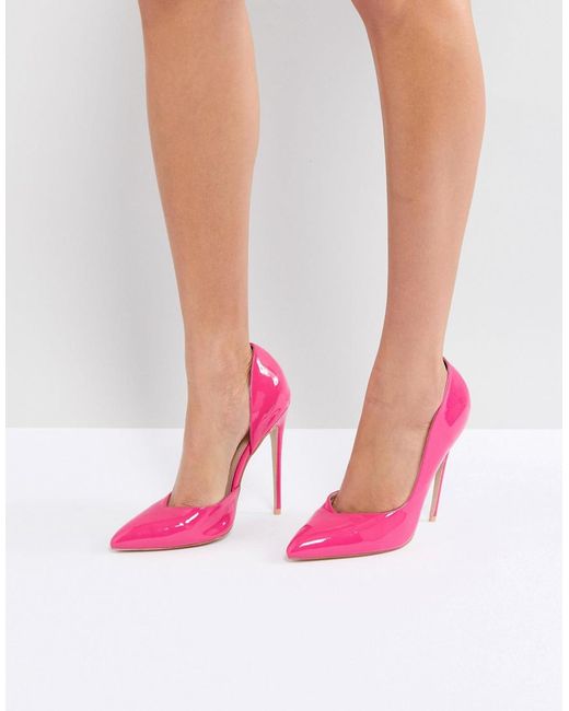 Public Desire Sachi Hot Pink Patent Pumps