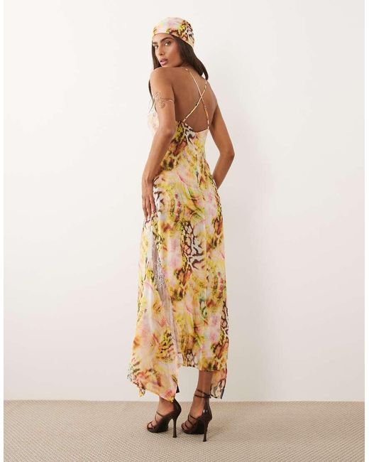 AFRM Natural Christina Cross Back Lace Detail Maxi Dress