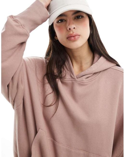 ASOS Pink Oversized Hoodie With High Low Hem