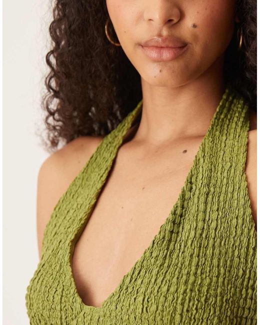 ASOS Blue Texture Halter Neck Top