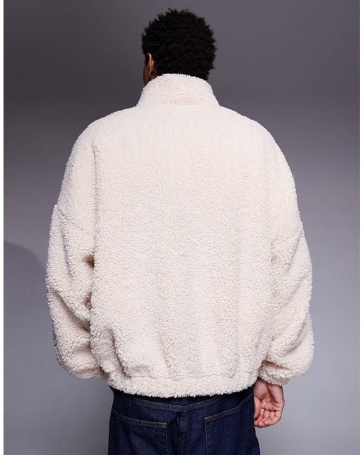 Sweat ultra oversize en fausse fourrure avec col cheminée zippé - fauve ASOS pour homme en coloris Gray
