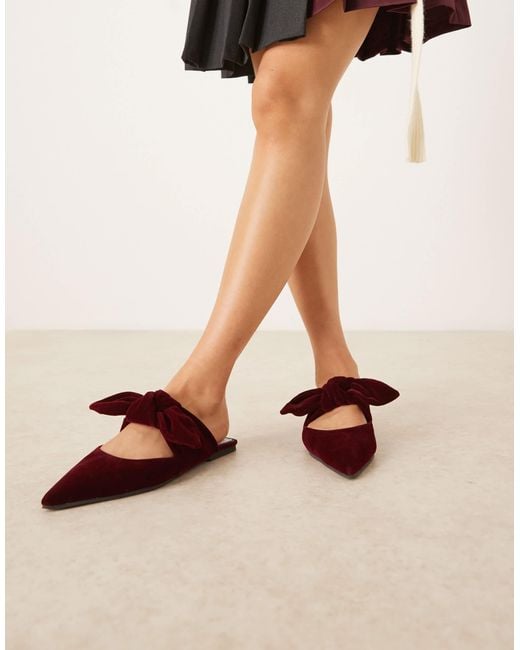 Asos Design Wide Fit Natural Lunar Bow Detail Mules