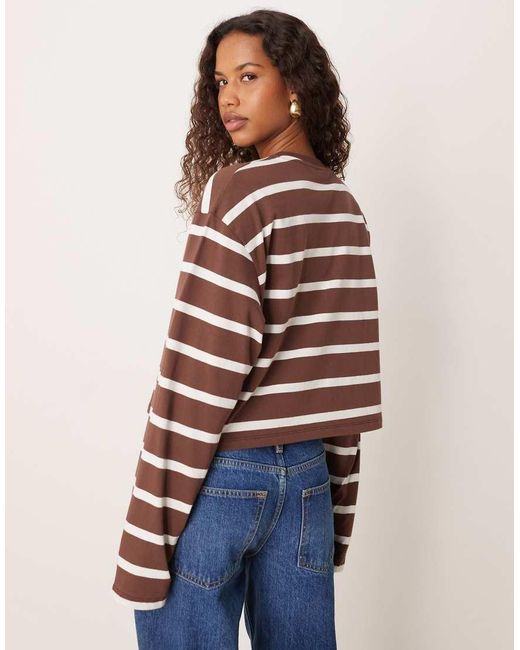 ASOS Blue Long Sleeve Boxy Cropped T-shirt