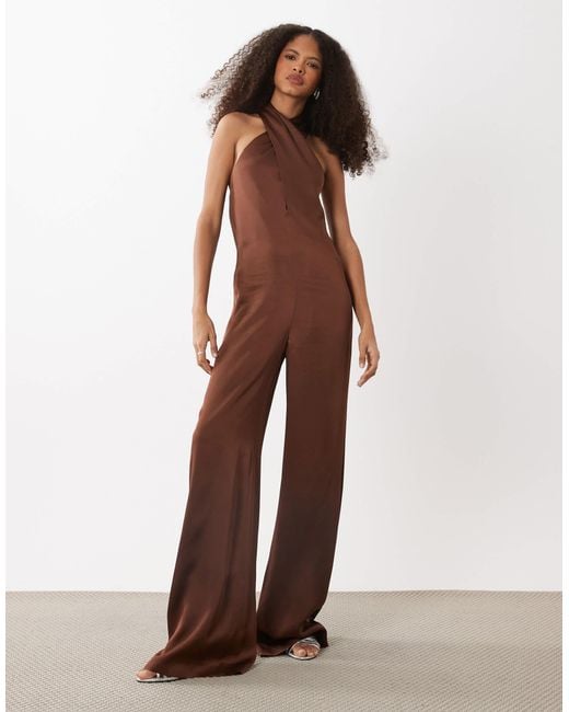 Mango Brown Capsule Halterneck Jumpsuit
