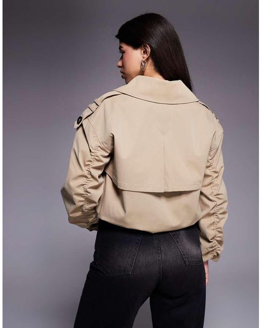 River Island Natural Cropped Bubble Hem Trench Coat