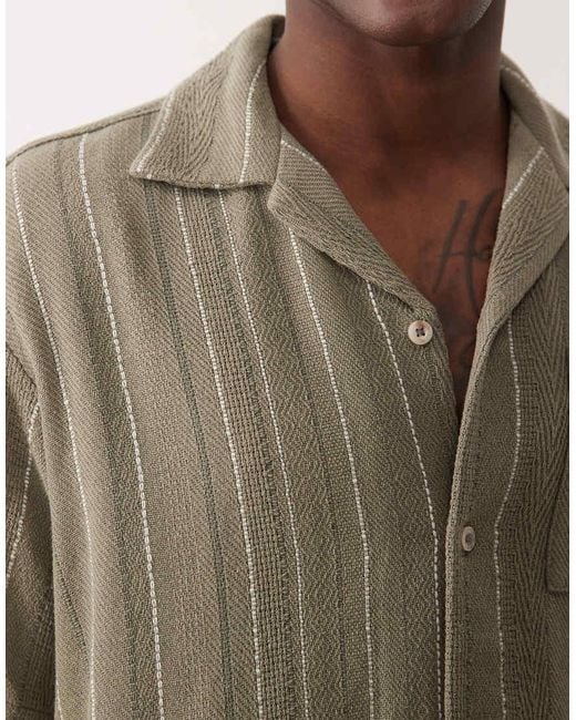 Jack & Jones Natural Striped Short Sleeve Shirt for men