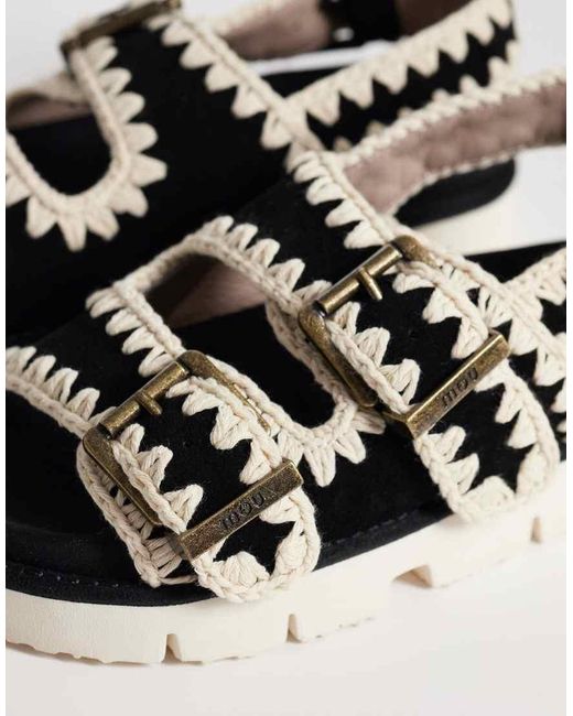 Mou Black Two Buckle Backstrap Sandals