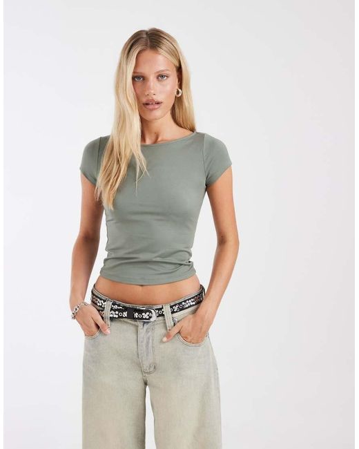 Hollister Green Seamless Slash Neck Top