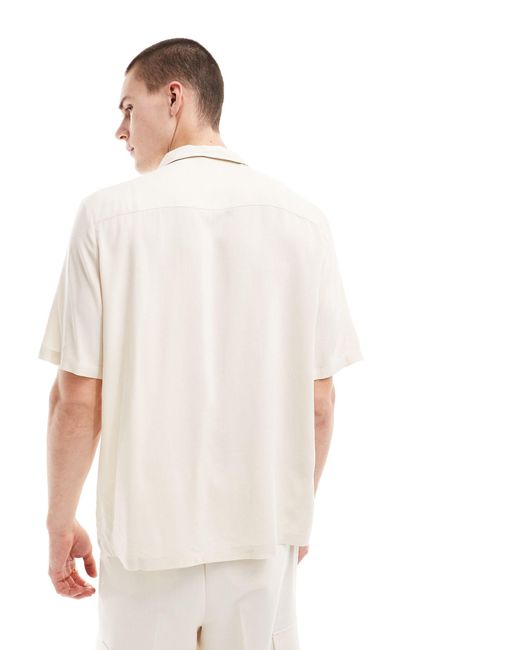 Chemise décontractée en viscose avec col à revers - écru ASOS pour homme en coloris White