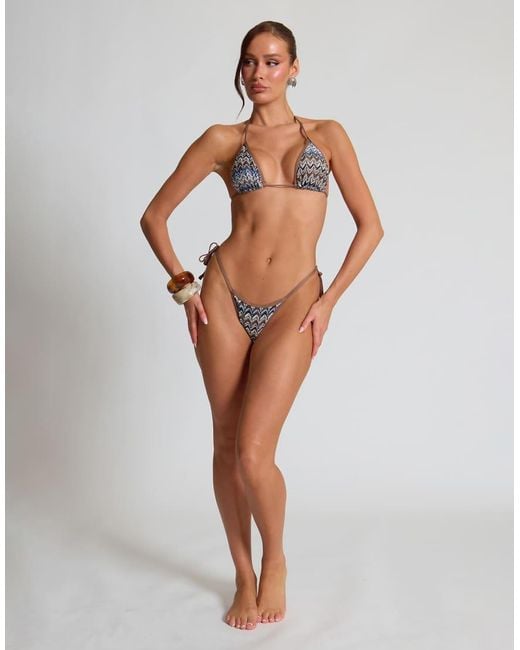 Missy Empire Blue Textured Bikini Bottom