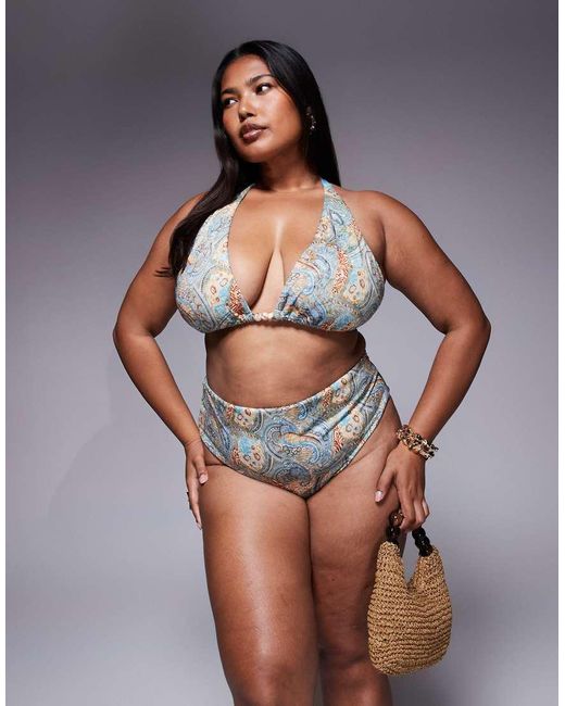ASOS Black Asos Design Curve Sarah High Apex Triangle Bikini Top