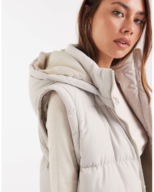 Brave Soul Natural Hooded Maxi Padded Jacket With Detachable Sleeves
