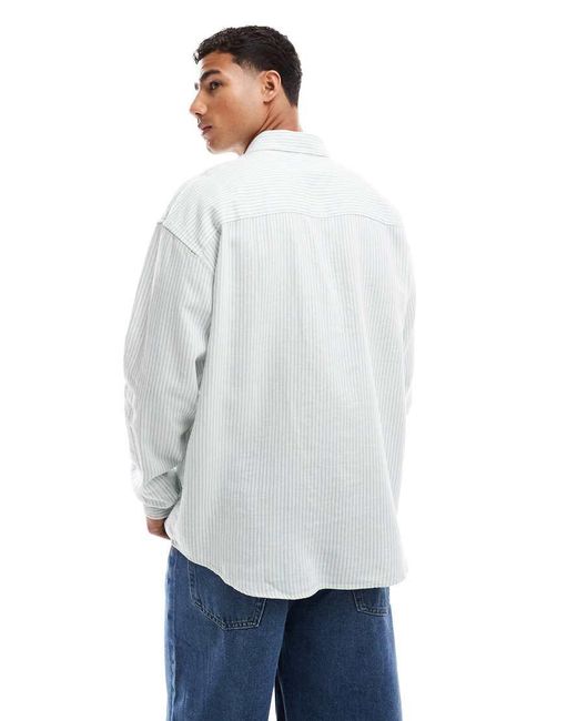 New Look White Long Sleeve Linen Look Shirt for men
