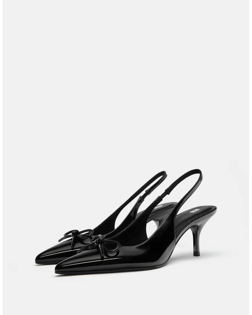 Pull&Bear Schoenen Van Imitatielakleer Met Hoge Hakken in het Black