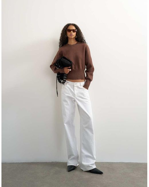 TOPSHOP Brown Knitted Clean Cinch Waist Jumper