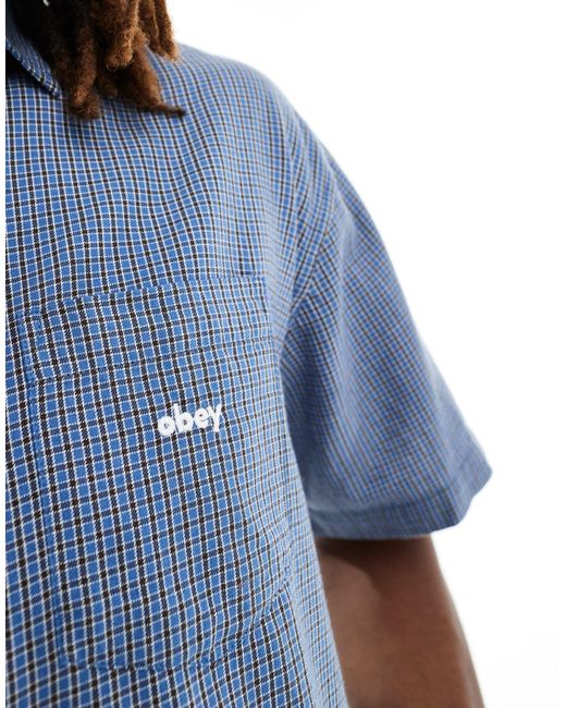 Chemise manches courtes à carreaux Obey pour homme en coloris Blue