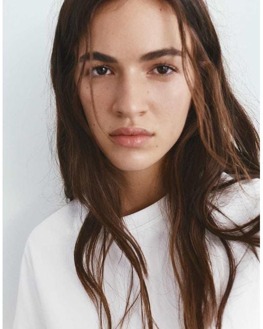 Pull&Bear White Basic Short Sleeve T-shirt