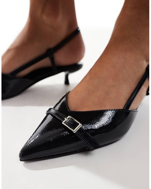 Schuh White Sybill Kitten Heel Slingback Shoes