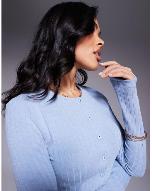 ASOS Blue Fitted Button Up Cardigan