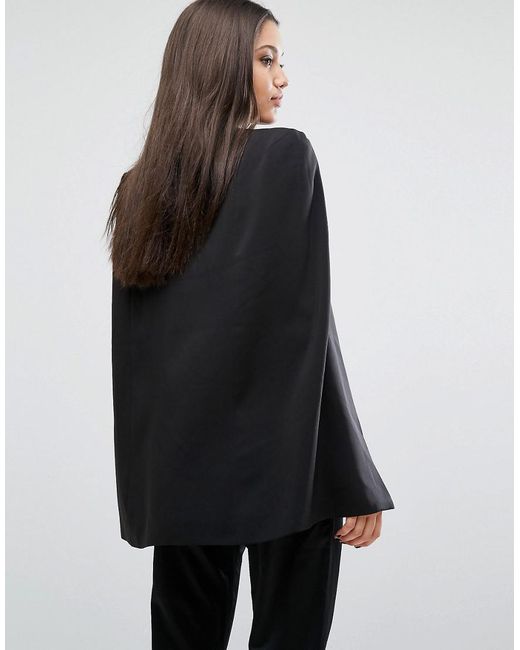 Lavish Alice Luxe Cape Blazer With Satin Trim in Black Lyst UK