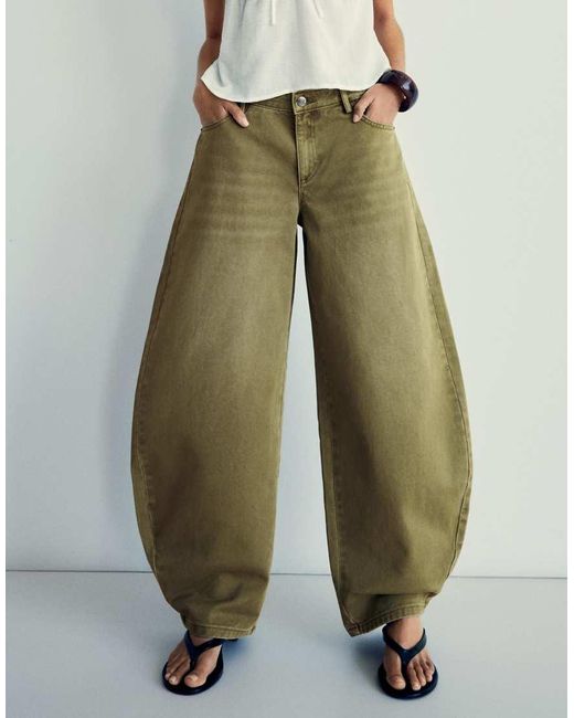 Bershka Natural Barrel Trousers