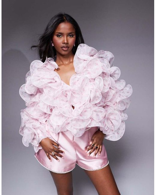 ASOS Gray Ruffle Wired Organza Jacket