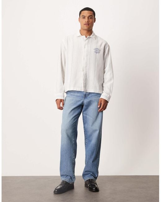 ASOS White Oversized Basket Weave Shirt for men